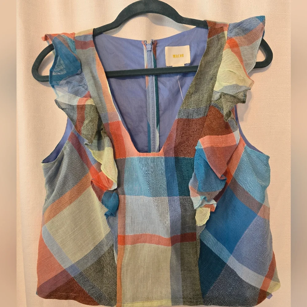 Anthropologie Multicolor Plaid Blouse - Picture 1 of 6